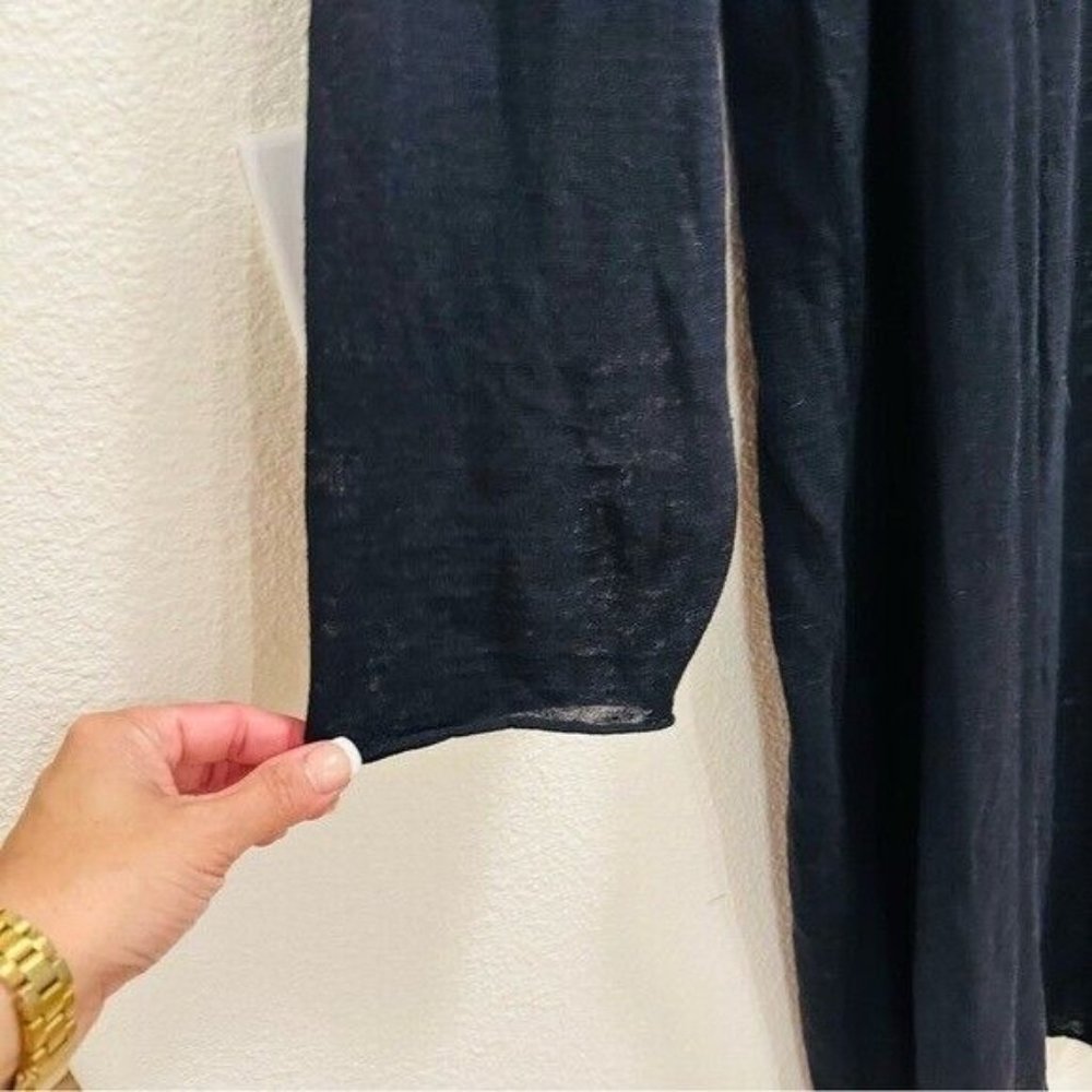 Eileen Fisher Organic Linen Cotton Jersey Long Cardigan Black Women’s Size 2X - Picture 5 of 10